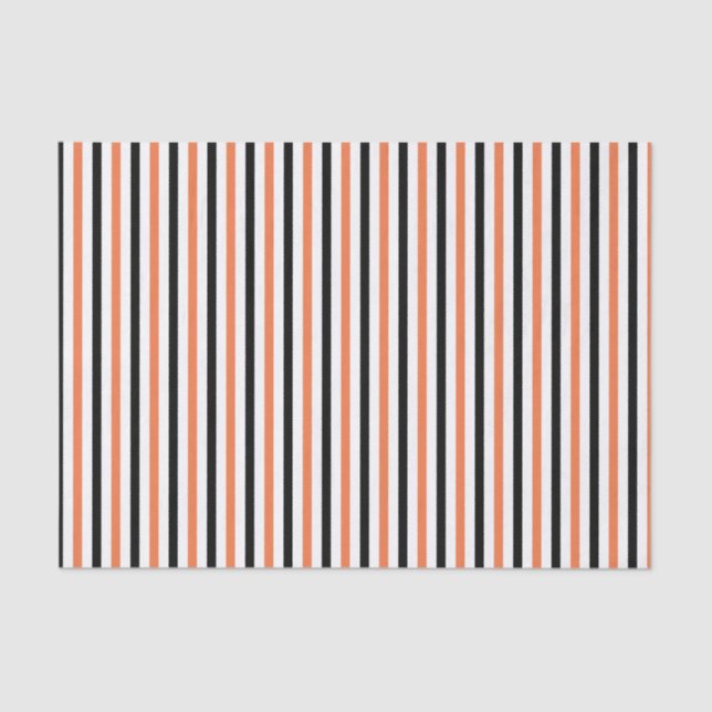 Cute Black Orange & White Stripe Pattern Halloween Tissue Paper (Front)