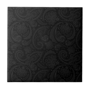 Cute black paisley pattern ceramic tile
