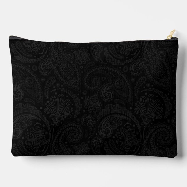 Cute black paisley pattern leggings accessory pouch (Back)