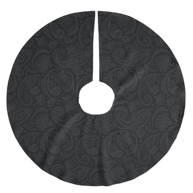 Cute black paisley pattern leggings seat cushion brushed polyester tree skirt (Front)