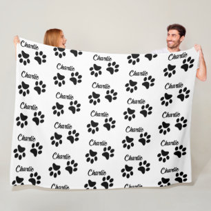 Cute Black Paw Pet Lover name Kitchen Fleece Blanket