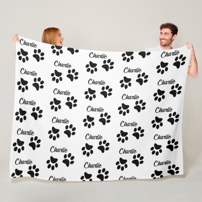 Cute Black  Paw Pet Lover name Kitchen  Fleece Blanket (In Situ)