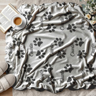 Cute Black  Paw Pet Lover name Kitchen  Fleece Blanket