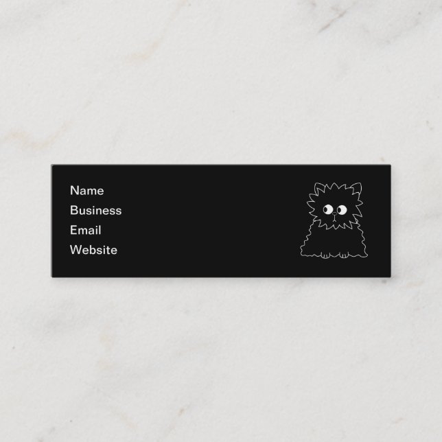 Cute Black Persian Cat. Mini Business Card (Front)