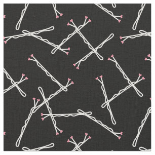 Cute Black Pink Bobby Pins Hair Stylist Pattern Fabric