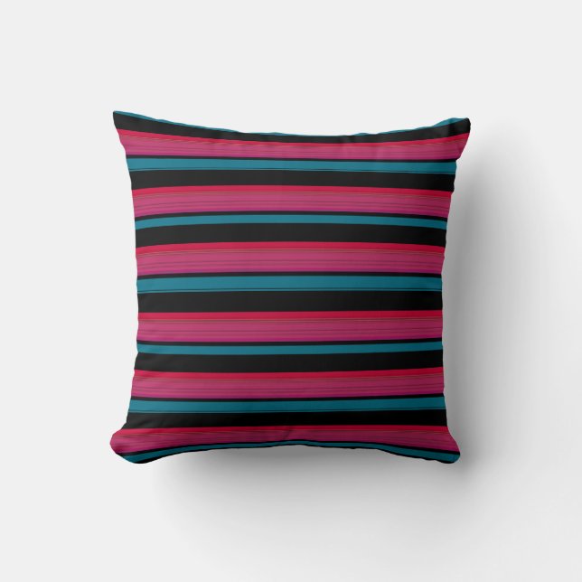 Cute black pink stripes cushion (Front)