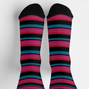 Cute black pink stripes socks