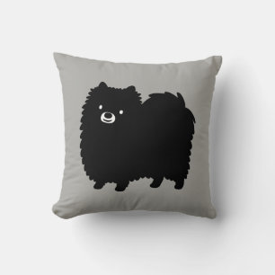 Cute Black Pomeranian Adorable Fluffy Dog Cushion