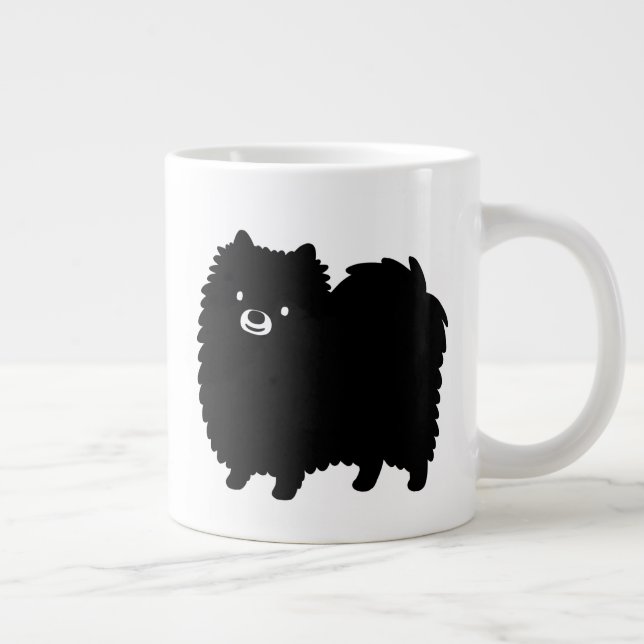 Cute Black Pomeranian Dog Large Coffee Mug (Right)