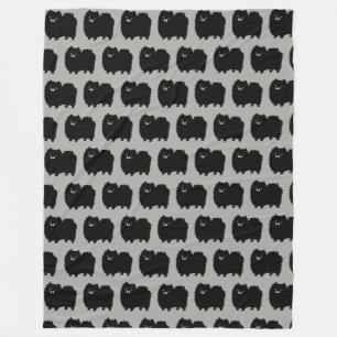 Cute Black Pomeranian Dogs Pattern Fleece Blanket