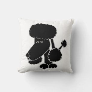 Cute Black Poodle Face Puppy Dog Design Cushion