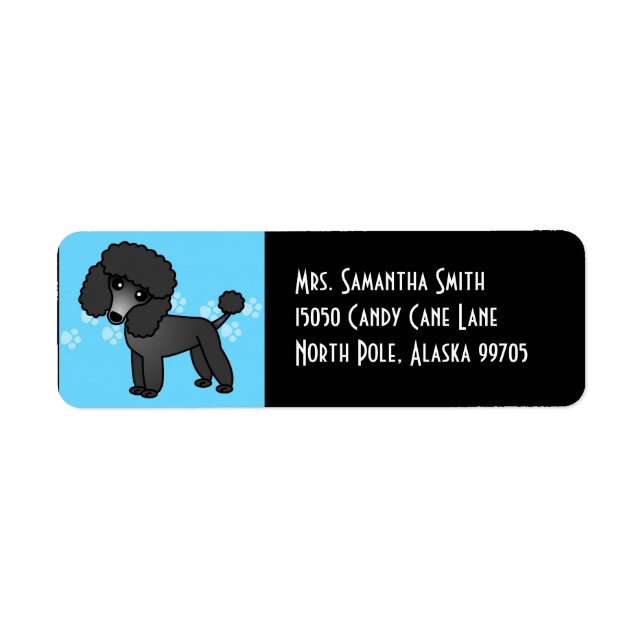 Cute Black Poodle Return Address Label (Front)