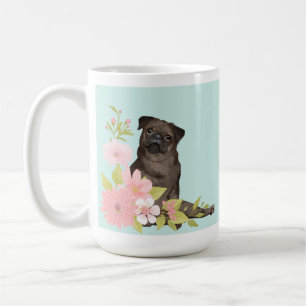 Cute Black PUG Cartoon Style Mug