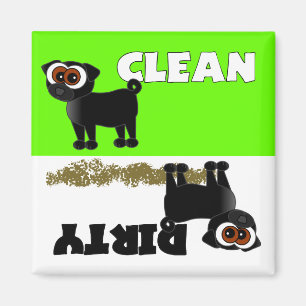 Cute Black Pug Clean / Dirty Dishwasher Magnet