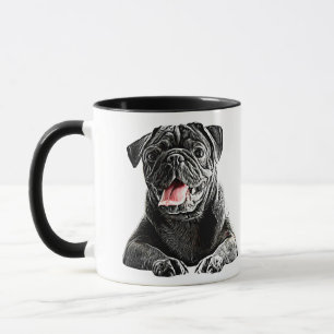 Cute Black Pug Dog animal pets art Mug