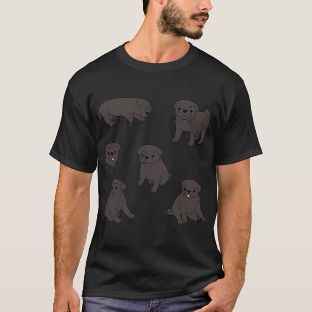 Cute black pug dog pack T-Shirt (Front)