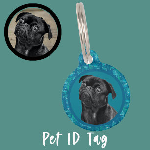 Cute Black Pug Face Charm Unique Custom Dog Love Pet Tag