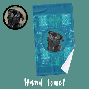 Cute Black Pug Face Charm   Unique Custom Dog Love Tea Towel