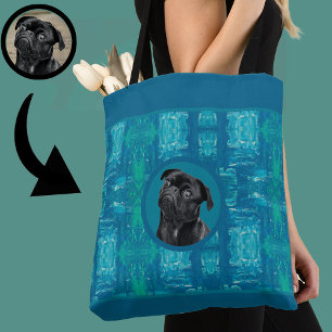 Cute Black Pug Face Charm   Unique Custom Dog Love Tote Bag