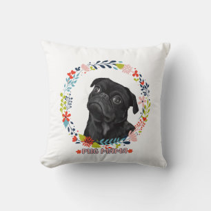 Cute Black Pug - Pug Mama  Cushion