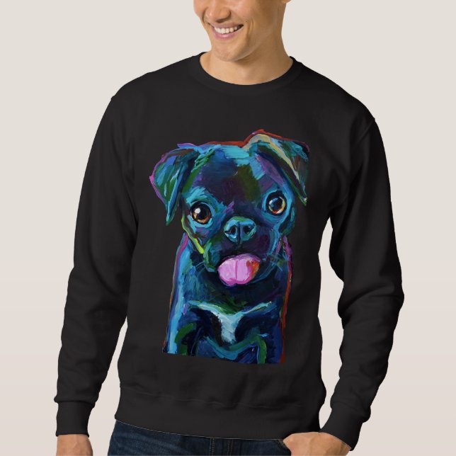 CUTE BLACK PUG PUPPY Classic T-Shirt 624 Sweatshirt (Front)