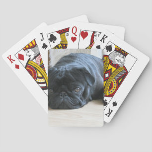 Cute Black Pug Sleeping Playing Cards
