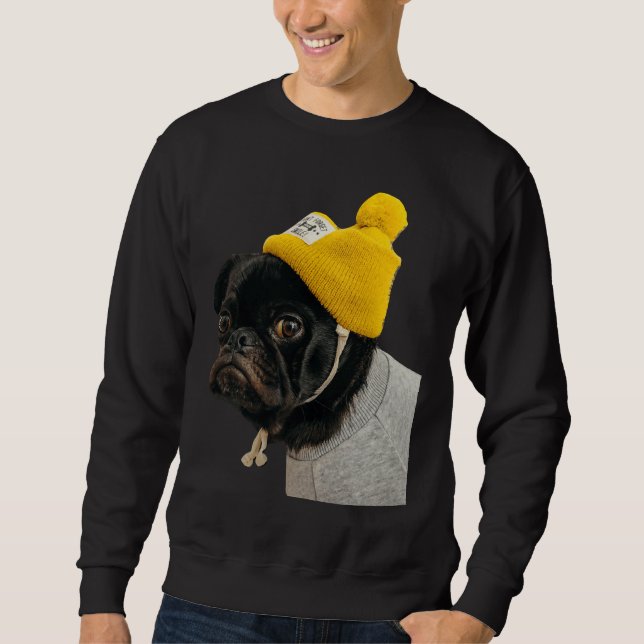Cute Black PUG Sticker Classic T-Shirt 136 Sweatshirt (Front)