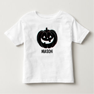 Cute Black Pumpkin Halloween Name Toddler T-Shirt