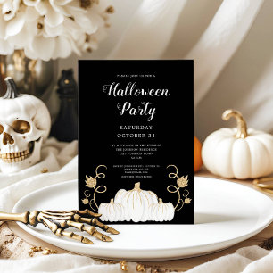 Cute Black Pumpkin Halloween Party Invitation