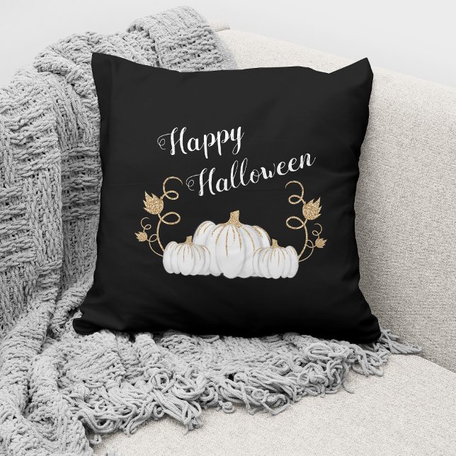 Cute Black Pumpkin Happy Halloween  Cushion (Creator Uploaded)