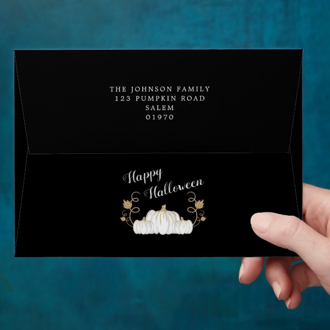 Cute Black Pumpkin Happy Halloween  Envelope (Hand)