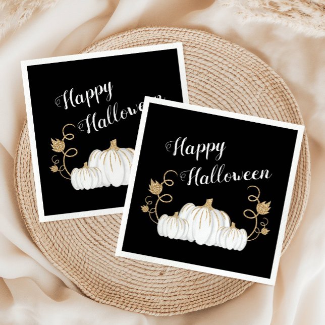 Cute Black Pumpkin Happy Halloween  Napkin (Cute Black Pumpkin Happy Halloween Napkins)