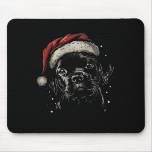 Cute Black Puppy Lab Santa Hat Xmas Dog Labrador R Mouse Pad