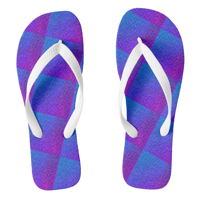 Cute Black PURPLE BLUE Modern Woman Flip Flops (Footbed)