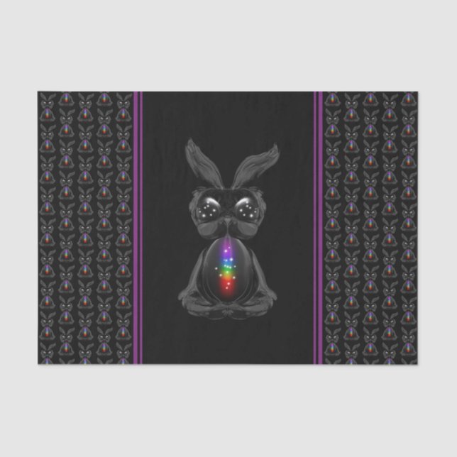 Cute Black Rabbit with Chakra Rainbow Soul Tissue Paper (Front)