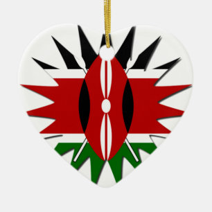 Cute Black Red Green Kenya Hakuna Matata Flag Ceramic Ornament