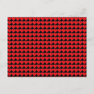 Cute black red heart pattern minimalist modern postcard
