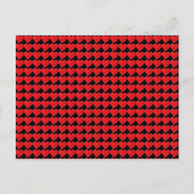 Cute black red heart pattern minimalist modern  postcard (Front)