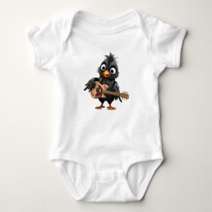 Cute Black Rocker Bird Baby Bodysuit
