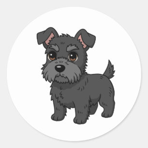 Cute Black Scottish Terrier Dog Classic Round Sticker