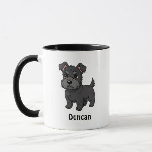 Cute Black Scottish Terrier Dog Custom Name Mug