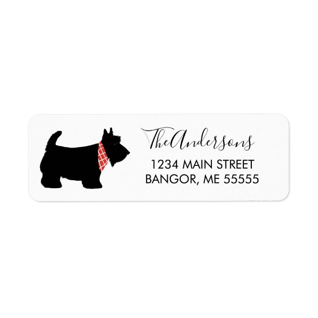 Cute Black Scottish Terrier Dog Return Address Label (Front)
