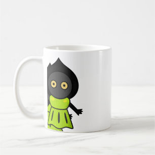 Cute Black Shadow Creature Green Dress Coffee Mug