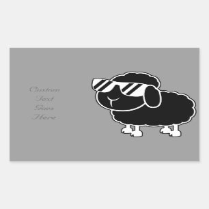 Cute Black Sheep Cartoon Rectangular Sticker