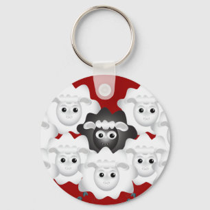 Cute Black Sheep of the Family Key Ring