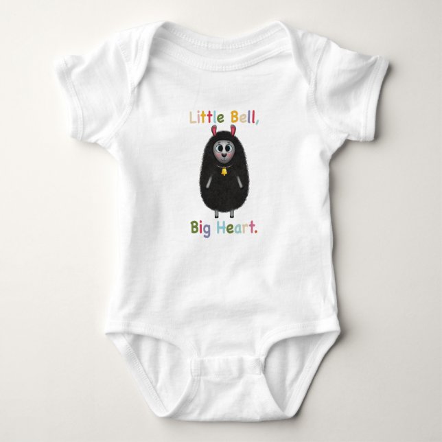 Cute Black Sheep with Bell – Little Bell Big Heart Baby Bodysuit (Front)
