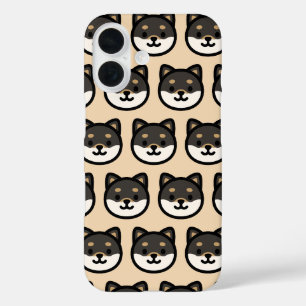 Cute black Shiba Inu Dog Face iPhone 16 Case
