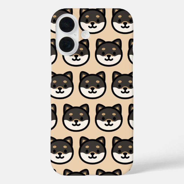 Cute black Shiba Inu Dog Face Case-Mate iPhone Case (Back)