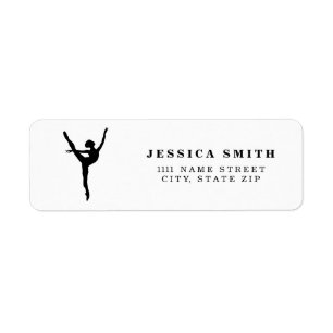 Cute Black silhouette ballet dancer feeling girl Return Address Label