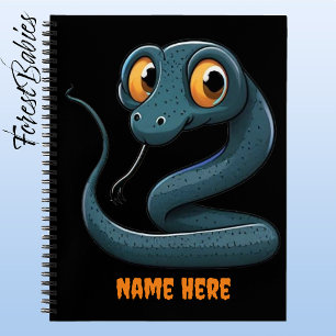 Cute Black Snake Serpent Animal Cartoon Graphic Notebook